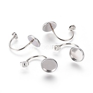 304 Stainless Steel Ear Nuts, Butterfly Earring Backs for Post Earrings, Flat Round Cabochon Settings, Stainless Steel Color, Tray: 10mm, 27x12x15mm, Hole: 0.8mm(STAS-K190-05A-P)