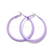 Alloy Big Hoop Earrings, Spray Earrings with 925 Sterling Silver Pin, Purple, 6 Gauge, 50x4mm, Pin: 0.6mm(EJEW-M201-01A)