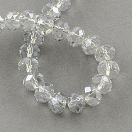 Electroplate Glass Bead Strands, Faceted Rondelle, Gainsboro, 3.5x2.5mm, Hole: 1mm, about 140pcs/strand(EGLA-S096-3mm-06)