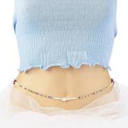 Summer Jewelry Starfish Waist Bead, Glass Seed & Synthetic Turqupise Beaded Body Chains, Bikini Jewelry for Woman, Colorful, 31.50 inch(80cm)(NJEW-C00028-03)