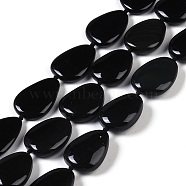 Natural Black Gemstone Beads Strands, Teardrop, 28.5~29x21~22x10~11.5mm, Hole: 1mm, about 13pcs/strand, 15.94''(40.5cm)(G-Q164-C01-02)