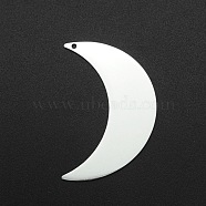 201 Stainless Steel Pendants, Laser Cut, Moon, Stainless Steel Color, 44x29x1mm, Hole: 1.6mm(STAS-R111-LA089)
