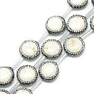 Natural Magnesite Rhinestone Beads, Flat Round, Creamy White, 17~18x6mm, Hole: 1mm(G-Q487-06)