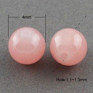 Pink Color Spray Painted Round Imitation Jade Glass Beads Strands, 4mm, Hole: 1.1~1.3mm, about 200pcs/strand, 31.4 inch(X-DGLA-S076-4mm-04)
