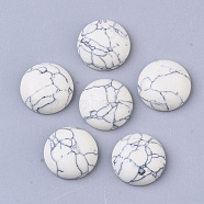 Synthetic Turquoise Cabochons, Half Round/Dome, White, 14x6mm(TURQ-TA0002-14mm-01)