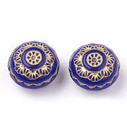 Plating Acrylic Beads, Metal Enlaced, Half Round, Blue, 13x9.5mm, Hole: 1.5mm, about 543pcs/500g(PACR-S219-17B)