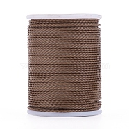 Round Waxed Polyester Cord, Taiwan Waxed Cord, Twisted Cord, Coffee, 1mm, about 12.02 yards(11m)/roll(X-YC-G006-01-1.0mm-03)