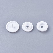 Resin Snap Fasteners, Raincoat Buttons, Flat Round, White, 12x6.5mm, Pin: 2mm(X-SNAP-A057-001M)