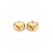 Ion Plating(IP) 304 Stainless Steel Charms, Heart, Real 14K Gold Plated, 10x10x6mm, Hole: 1.2mm(STAS-N097-148LG)