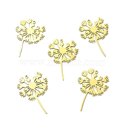 5Pcs 201 Stainless Steel Pendants, Dandelion Charms, Real 18K Gold Plated, 43x29x1mm, Hole: 1.6mm(STAS-YW0003-02G)