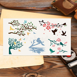 Self-Adhesive Silk Screen Printing Stencil, for Painting on Wood, DIY Decoration T-Shirt Fabric, Turquoise, Bird, 280x220mm(X1-DIY-WH0338-290)