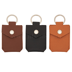 3Pcs 3 Colors Access Card Holder Leather Keychain, for Women Men Pendant, Mixed Color, 8.25cm, 1pc/color(KEYC-CA0001-53)