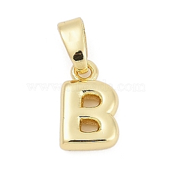 Brass Charms, Letter, Cadmium Free & Lead Free, Long-Lasting Plated, Rack Plating, Letter B, 10x6x2.5mm, Hole: 3x5mm(KK-G522-54B-G)