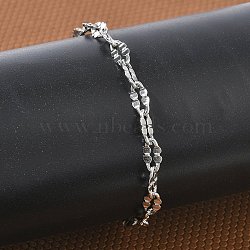 304 Stainless Steel Dapped Chains Bracelets for Women, Stainless Steel Color, 6.69 inch(17cm), link: 5.5x2.5x0.5mm(BJEW-D466-08C-P)