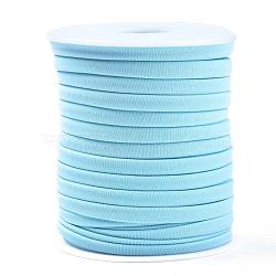 Soft Nylon Cord, Flat, Sky Blue, 5x3mm, about 21.87 yards(20m)/roll(NWIR-R003-08)