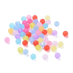 Transparent Acrylic Ball Beads, Frosted Style, Round, Mixed Color, 6mm, Hole: 1mm, about 4200pcs/500g(FACR-R021-6mm-M)