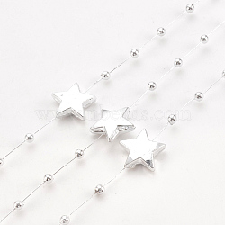 ABS Plastic Imitation Pearl Beaded Trim Garland Strand, Great for Door Curtain, Wedding Decoration DIY Material, Star and Round, Silver, 13.5x14.5mm, about 60m/roll(AJEW-S071-04B)