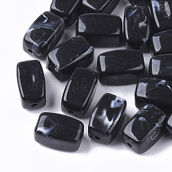 Acrylic Beads, Imitation Gemstone Style, Cuboid, Black, 13x7.5x7.5mm, Hole: 1.6mm(X-OACR-N130-016A)