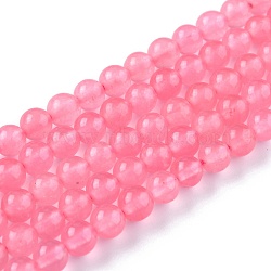 Natural White Jade Beads, Round, Dyed, Pearl Pink, 6mm, Hole: 1mm, about 58~61pcs/strand, 37.5~38.5cm(G-G766-A-20)