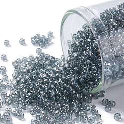 TOHO 11/0 Round Beads, Japanese Seed Beads, (113) Black Diamond Transparent Luster, 2.2mm, Hole: 0.8mm, about 5555pcs/50g(SEED-XTR11-0113)