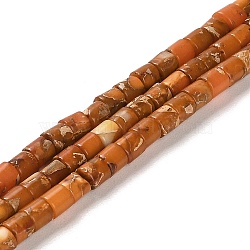 Synthetic Regalite/Imperial Jasper/Sea Sediment Jasper Beads Strands, Dyed, Column, Chocolate, 4x4mm, Hole: 0.9mm, about 100pcs/strand, 15.94 inch(40.5cm)(G-F765-E04-01)