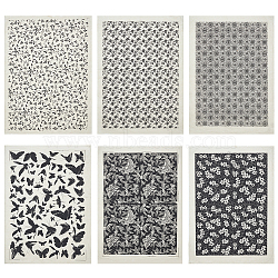 6 Sheets 6 Styles Paper Ceramic Decals, Pottery Ceramics Clay Transfer Paper, Underglaze Flower Paper, Black, Mixed Shapes, 53x38x0.004cm, 1 sheet/style(AJEW-BC0007-18)