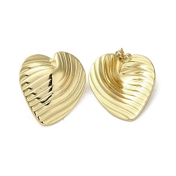Ion Plating(IP) 304 Stainless Steel Stud Earrings, Heart, Real 18K Gold Plated, 30x26mm(EJEW-C082-03A-G)