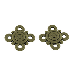 Flower Tibetan Style Alloy Multi-Strand links, Cadmium Free & Lead Free, Antique Bronze, 17x17x3mm, Hole: 2mm, about 600pcs/1000g(TIBEP-R304-132AB-LF)