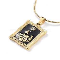 Ion Plating(IP) 304 Stainless Steel Pendant Necklaces, Rectangle, Golden, 18.11 inch(46cm)(NJEW-F318-05G)