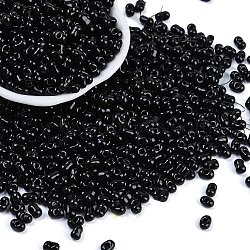 Baking Paint Glass Seed Beads, Round Hole, Peanut, Black, 3.5x6x3.5mm, Hole: 0.9mm, about 83pcs/10g(X1-SEED-K010-A02)