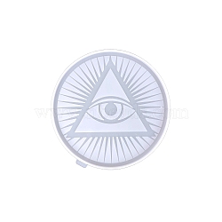 Flat Round with Evil Eye DIY Silicone Display Molds, Resin Casting Molds, For UV Resin, Epoxy Resin Jewelry Making, White, 181x10mm, Inner Diameter: 175x7mm(PW-WG60847-01)