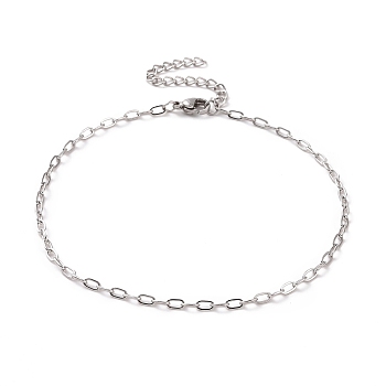 304 Stainless Steel Cable Chain Bracelet for Men Women, Stainless Steel Color, 9-3/8 inch(23.7cm)