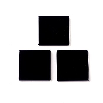 Natural Black Agate Cabochons, Square, 10x10x2mm
