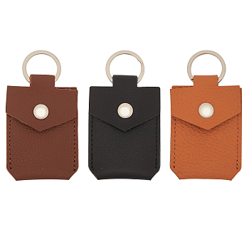 3Pcs 3 Colors Access Card Holder Leather Keychain, for Women Men Pendant, Mixed Color, 8.25cm, 1pc/color