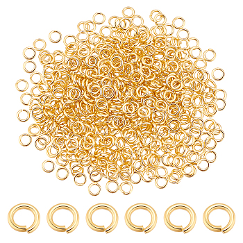 600Pcs 304 Stainless Steel Open Jump Rings, Real 24K Gold Plated, 20 Gauge, 4x0.8mm, Inner Diameter: 2.4mm