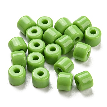 Opaque Acrylic Beads, Column, Lime Green, 6.5x5mm, Hole: 2mm, about 3000pcs/500g