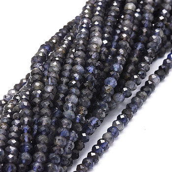 Natural Iolite Beads Strands, Faceted, Rondelle, 6x3mm, Hole: 0.8mm, about 106pcs/strand, 15.43''(39.2cm)