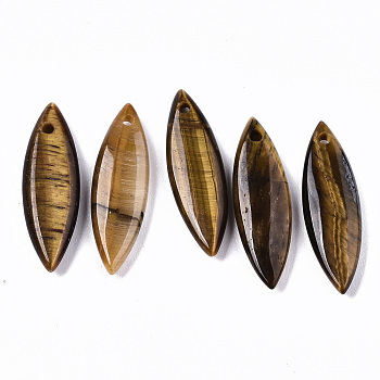 Natural Tiger Eye Pendants, Horse Eye, 23~24x7.5x3.5mm, Hole: 1.5mm