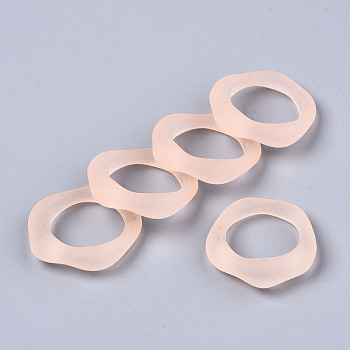 Transparent Resin Finger Rings, Frosted, Light Salmon, US Size 6 3/4(17.1mm)