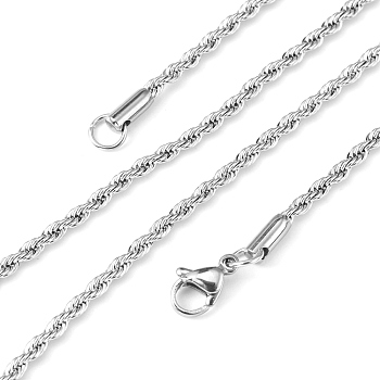 304 Stainless Steel Necklaces, Size: about 2mm in diameter, 20.07 inch(51cm) long