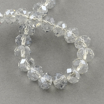 Electroplate Glass Bead Strands, Faceted Rondelle, Gainsboro, 3.5x2.5mm, Hole: 1mm, about 140pcs/strand