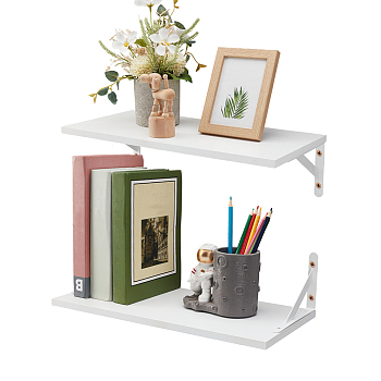 Rectangle MDF Wall Hanger Holders, with Iron Findings, White, 400x195x12mm