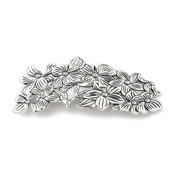 Alloy Retro Hair Barrettes, Hair Accessories for Women & Girls, Flower, Antique Silver, 99.5x40x12.5mm