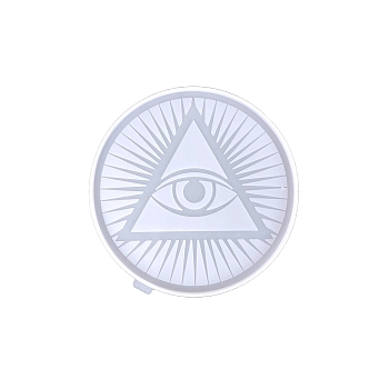 Flat Round with Evil Eye DIY Silicone Display Molds, Resin Casting Molds, For UV Resin, Epoxy Resin Jewelry Making, White, 181x10mm, Inner Diameter: 175x7mm