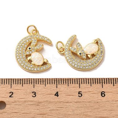 Brass Micro Pave Cubic Zirconia with Synthetic Opal Pendants(KK-D096-20G)-3