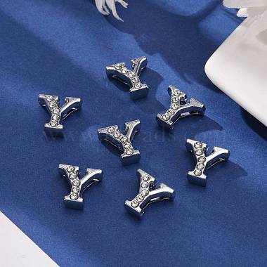 Alloy Rhinestone Initial Letter.Y Slide Charms Fit DIY Wristbands & Bracelets(X-ZP1Y-NLF)-4