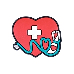 Medical Theme Heart with Stethoscope Food Grade Silicone Beads, Heart, 30x26mm(PW-WG65817-04)