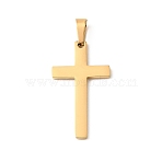 Easter 304 Stainless Steel Pendants, Cross Charms, Ion Plating(IP), Golden, 35x20x2mm, Hole: 8x4mm(STAS-F363-02C-G)