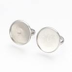 Tarnish Resistant Adjustable 304 Stainless Steel Finger Rings Components, Pad Ring Base Findings, Flat Round, Stainless Steel Color, Tray: 20mm, Inner Diameter: 17mm(STAS-L193-P-20mm)