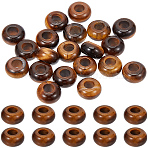 20Pcs Natural Tiger Eye European Beads, Large Hole Beads, Rondelle, 14x7~8mm, Hole: 6mm(G-PA0002-34A)
